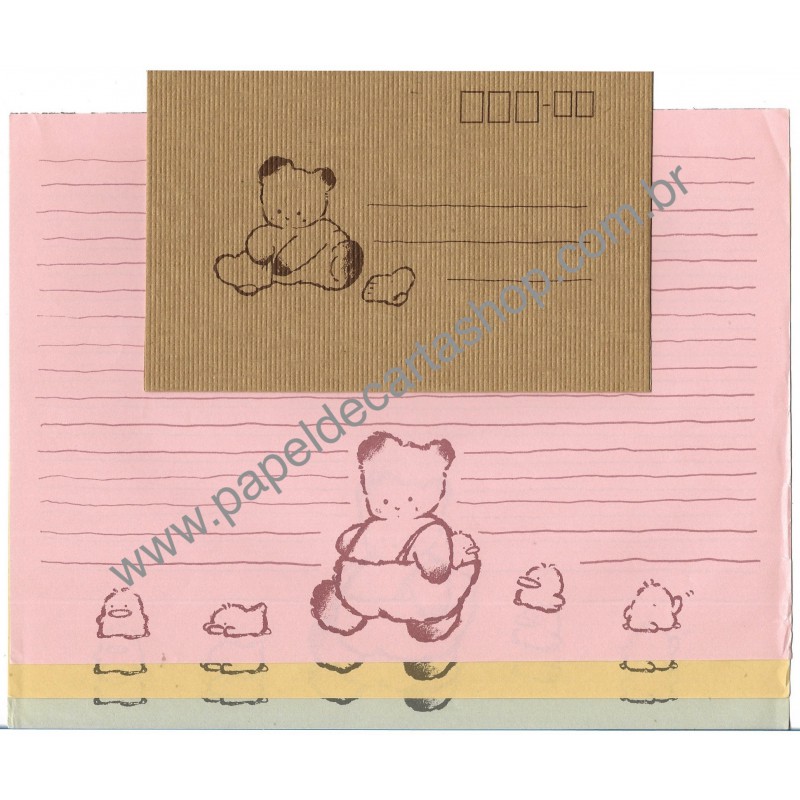 Conjunto de Papel de Carta Vintage Chanoma Guma JAPAN