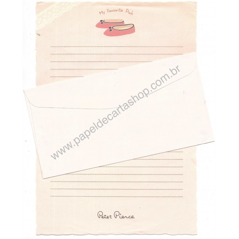 Conjunto de Papel de Carta Antigo Vintage My Favorite Pink Petet Pierce JPN