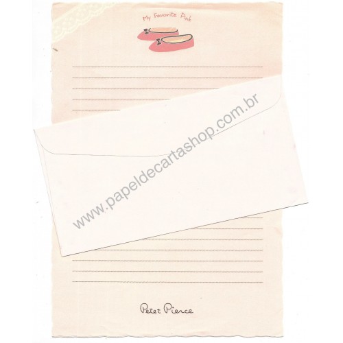 Conjunto de Papel de Carta Antigo Vintage My Favorite Pink Petet Pierce JPN