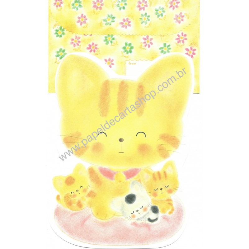 Conjunto de Papel de Carta Vintage Cats Yellow Jey Jey Co