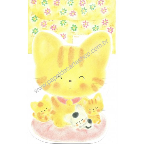 Conjunto de Papel de Carta Vintage Cats Yellow Jey Jey Co