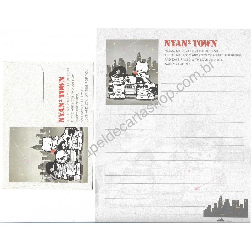 Conjunto de Papel de Carta Vintage Nyan 2 Town Hello YÜKARI JAPAN