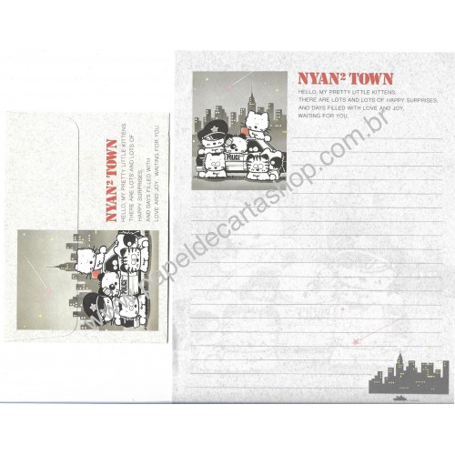 Conjunto de Papel de Carta Vintage Nyan 2 Town Hello YÜKARI JAPAN