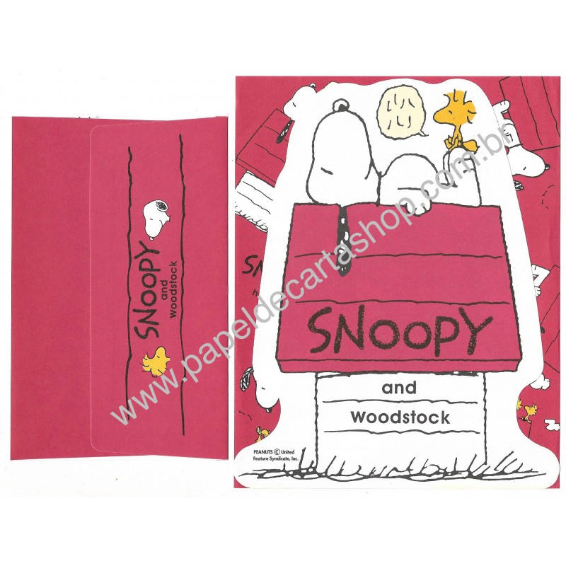 Conjunto de Papel de Carta Snoopy VM Antigo Peanuts Hallmark