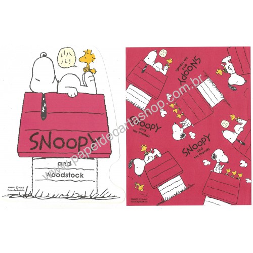 Conjunto de Papel de Carta Original Antigo Snoopy VM Peanuts Hallmark