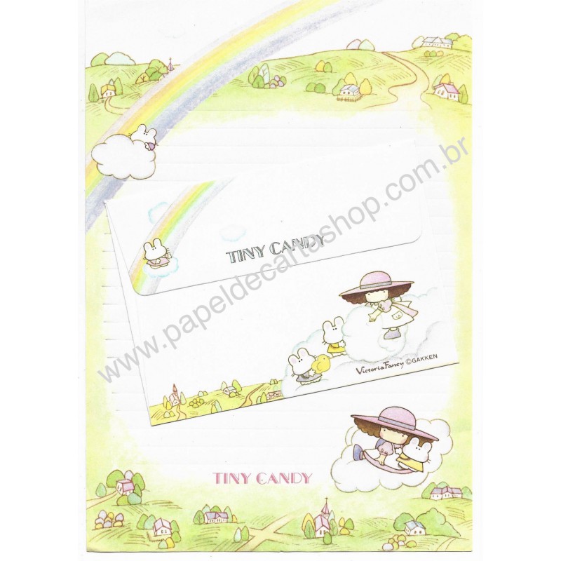Conjunto de Papel de Carta Vintage Tiny Candy Rainbow Gakken