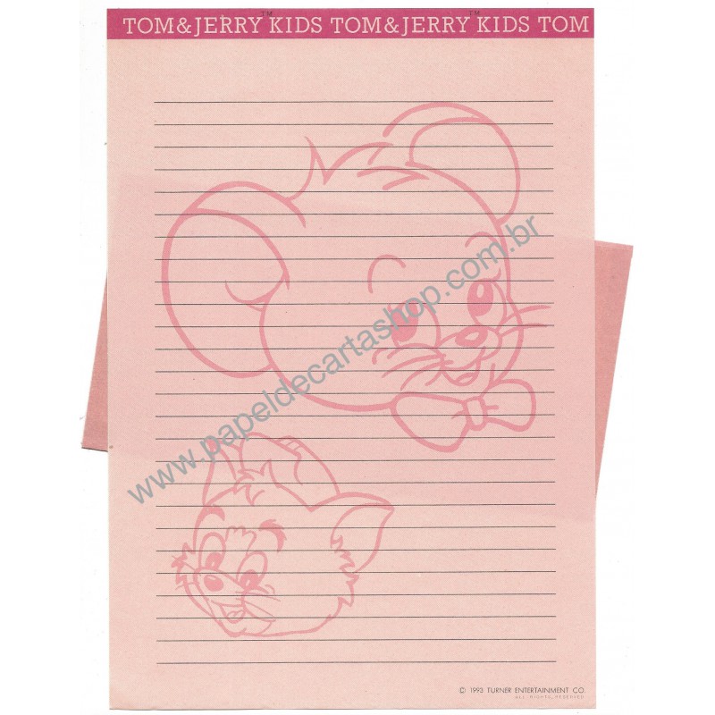 Ano 1993. Conjunto de Papel de Carta Importado Tom and Jerry Kids Red