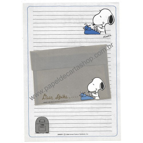 Conjunto de Papel de Carta Original Antigo Snoopy Spike CIN Hallmark