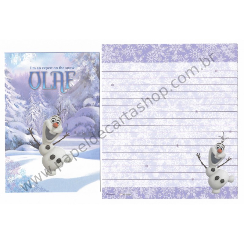 Kit 2 Conjuntos de Papel de Carta Disney Olaf The Expert on the Snow