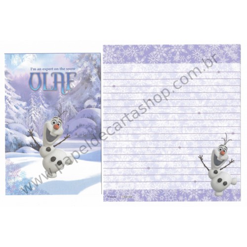 Kit 2 Conjuntos de Papel de Carta Disney Olaf The Expert on the Snow
