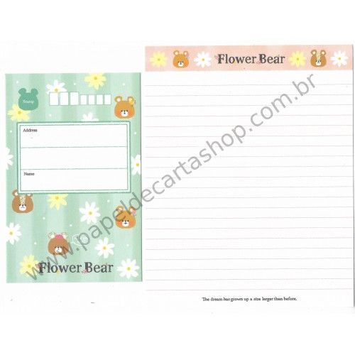 Kit 2 Conjuntos de Papel de Carta Flower Bear Crux Japan