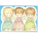 Notecard Antigo Importado Ruth Morehead Holly Babes Glitter Hallmark
