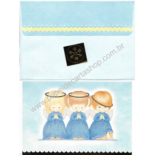 Notecard Antigo Importado Ruth Morehead Holly Babes G Blue Hallmark