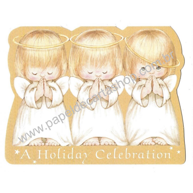 Notecard Antigo Importado HOLIDAY Holly Babes Morehead Hallmark