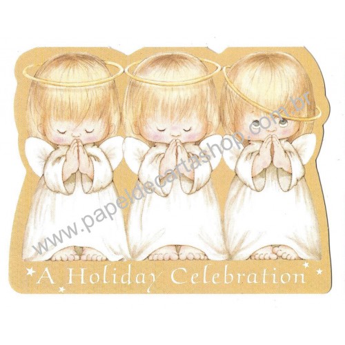 Notecard Antigo Importado HOLIDAY Holly Babes Morehead Hallmark