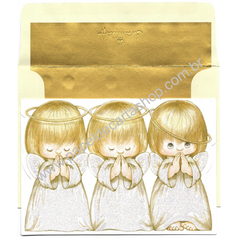 Notecard Antigo Importado Ruth Morehead Holly Babes G Hallmark