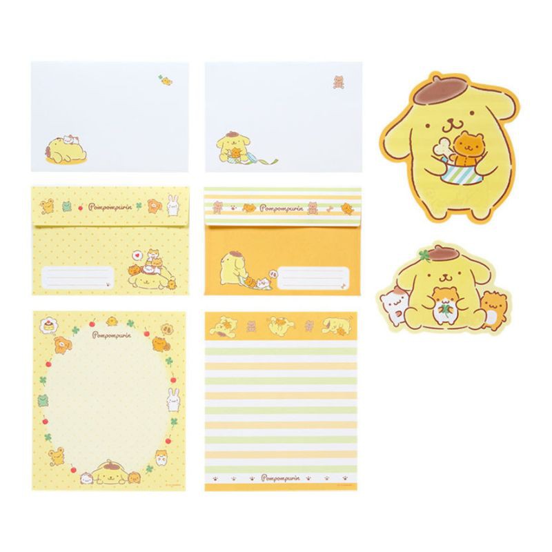 Ano 2024. Kit 2 Conjuntos de Papel de Carta Pompompurin Sanrio