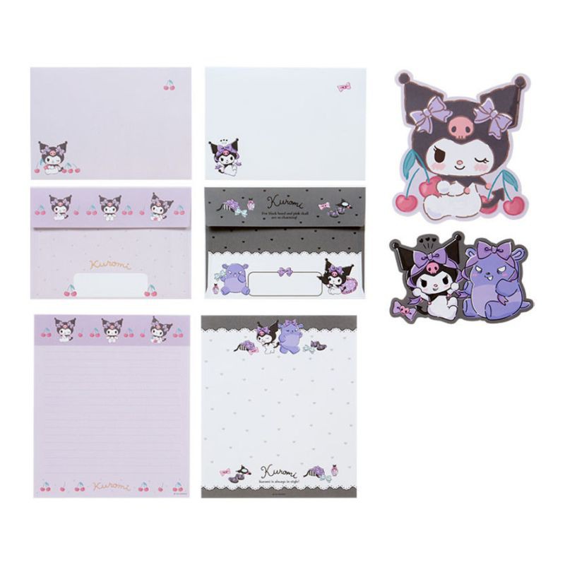 Ano 2024. Kit 2 Conjuntos de Papel de Carta Kuromi Sanrio