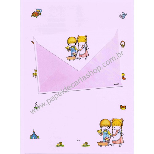 Conjunto de Papel de Carta Importado Couple I Midori Japão