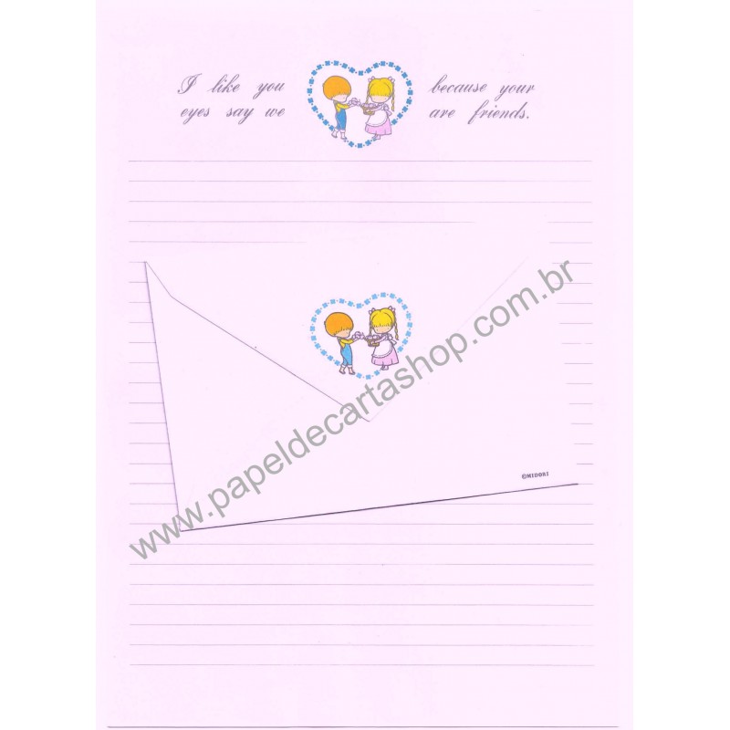 Conjunto de Papel de Carta Importado Couple II Midori Japão