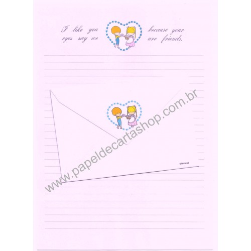 Conjunto de Papel de Carta Importado Couple II Midori Japão