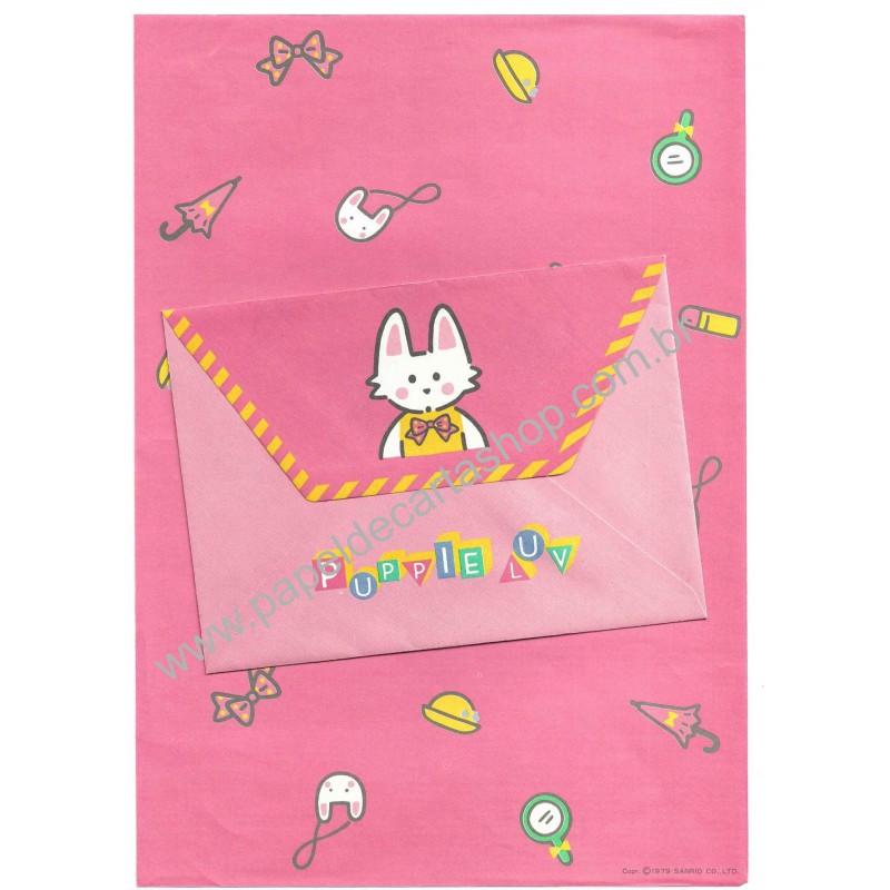 Ano 1979. Conjunto de Papel de Carta Puppie Luv Sanrio