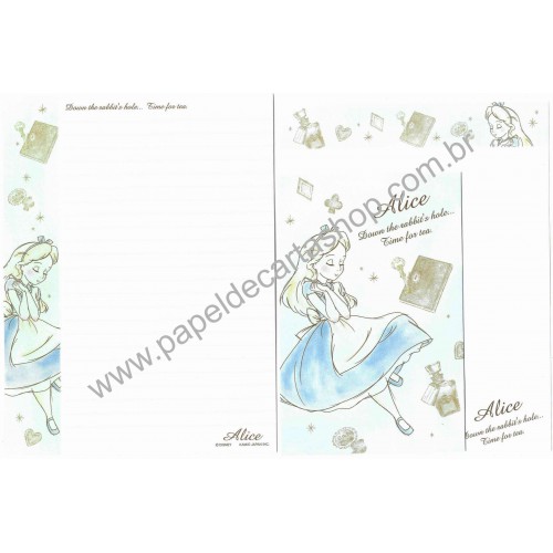 Kit 2 Conjuntos de Papel de Carta Disney Alice Time For Tea