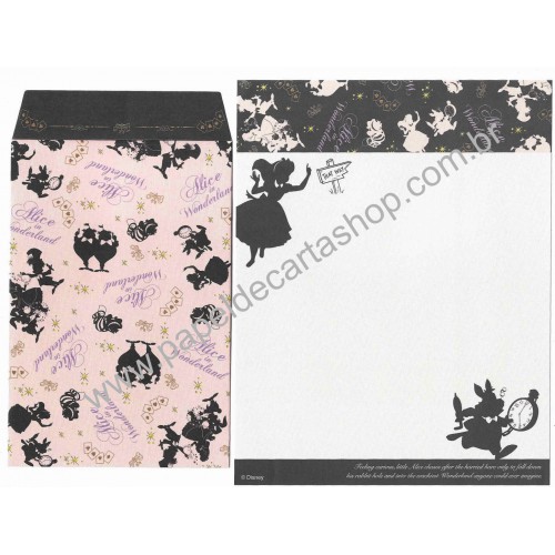 Kit 2 Conjuntos de Papéis de Carta Disney Alice Curious