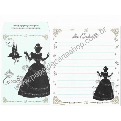 Kit 2 Conjuntos de Papeis de Carta Disney Cinderella Curious