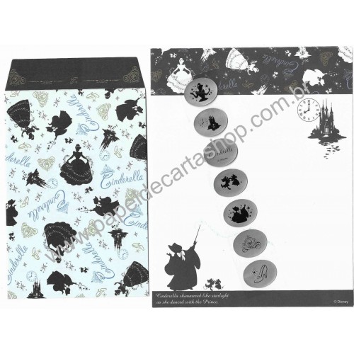 Kit 2 Conjuntos de Papeis de Carta Disney Cinderella Curious