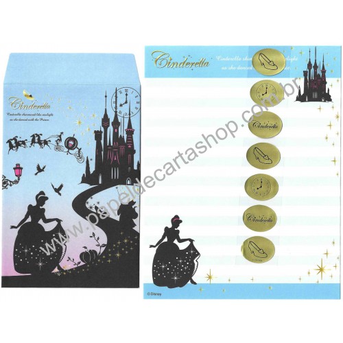Kit 2 Conjuntos de Papeis de Carta Disney Cinderella Curious II