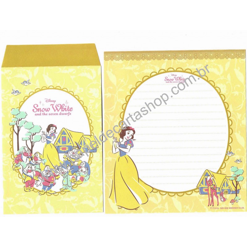 Kit 2 Conjuntos de Papeis de Carta Disney Snow White and The 7 Dwarfs