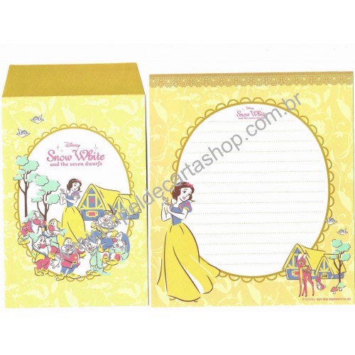 Kit 2 Conjuntos de Papeis de Carta Disney Snow White and The 7 Dwarfs