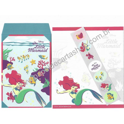 Kit 2 Conjuntos de Papeis de Carta Disney The Little Mermaid