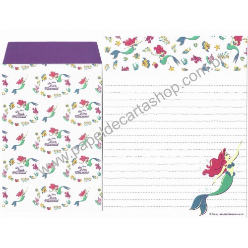 Kit 2 Conjuntos de Papeis de Carta Disney The Little Mermaid