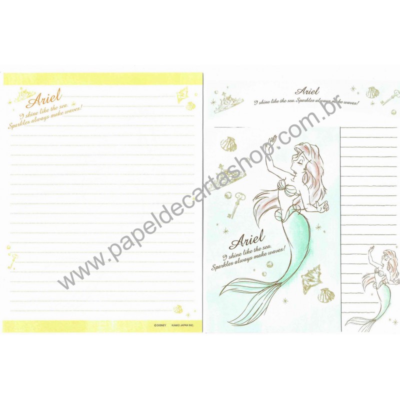 Kit 2 Conjuntos de Papeis de Carta Disney The Little Mermaid Sparkles