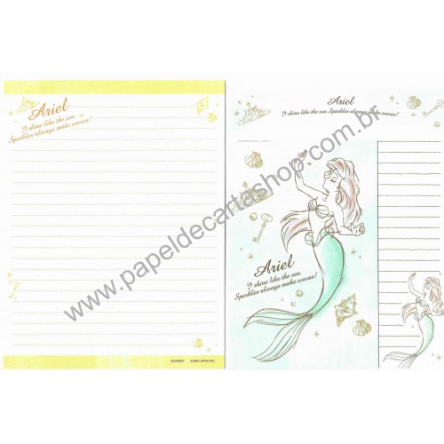 Kit 2 Conjuntos de Papeis de Carta Disney The Little Mermaid Sparkles