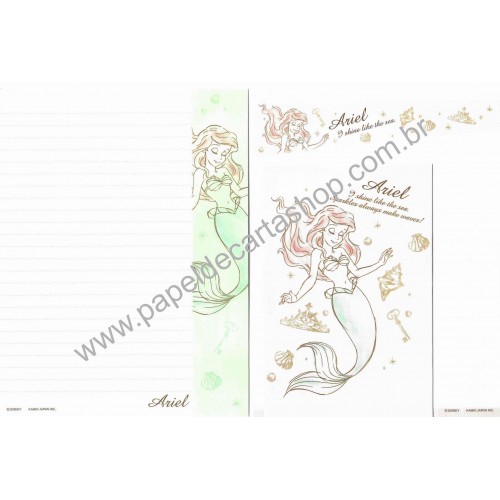 Kit 2 Conjuntos de Papeis de Carta Disney The Little Mermaid Sparkles