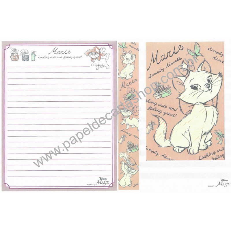 Kit 2 Conjuntos de Papeis de Carta Disney Marie Simply Adorable