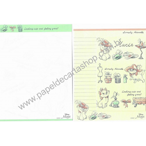 Kit 2 Conjuntos de Papeis de Carta Disney Marie Simply Adorable