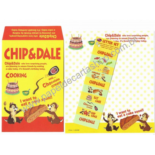 Kit 2 Conjuntos de Papel de Carta Disney Chip'n'Dale Donald Bday