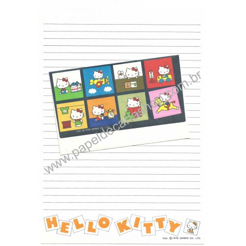 Ano 1976. Conjunto de Papel de Carta Hello Kitty Letter Paper Sanrio