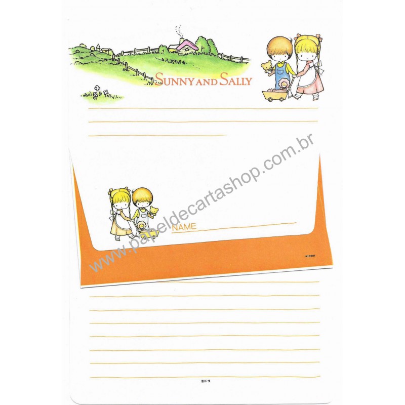 Conjunto de Papel de Carta Importado Sunny & Sally III Midori