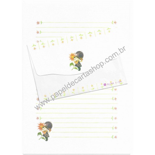 Conjunto de Papel de Carta Importado Menininha Japão