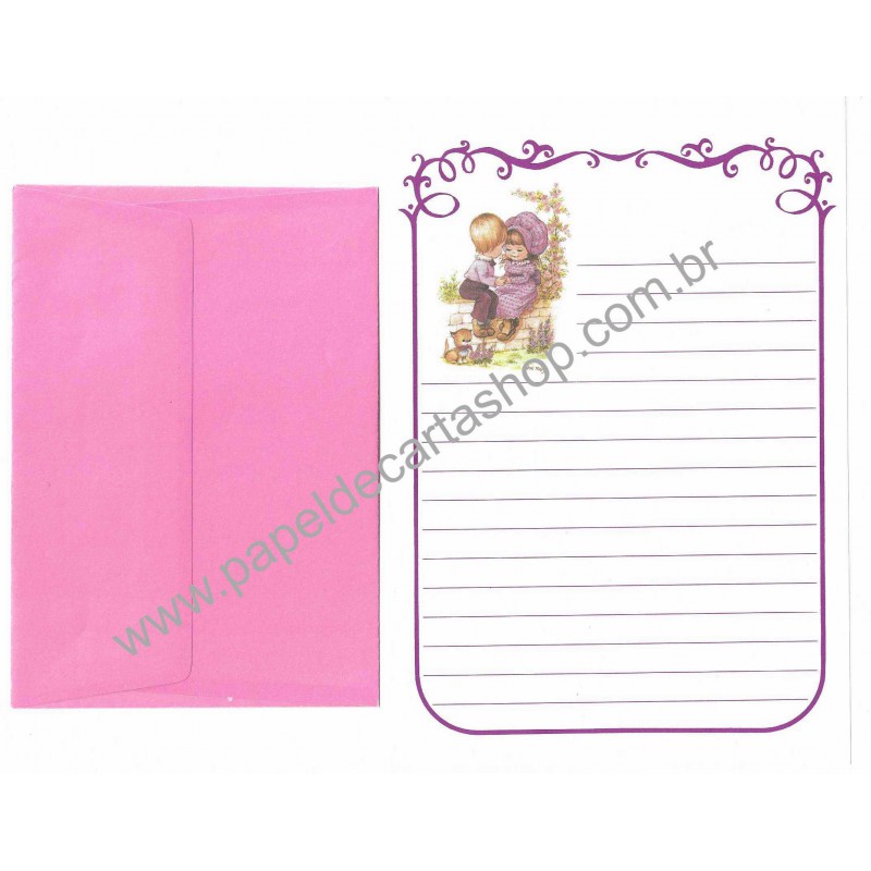 Conjunto de Papel de Carta Antigo Importado Ethel Mary