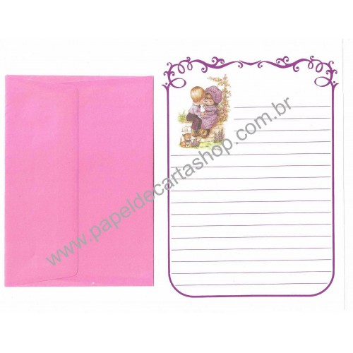 Conjunto de Papel de Carta Antigo Importado Ethel Mary