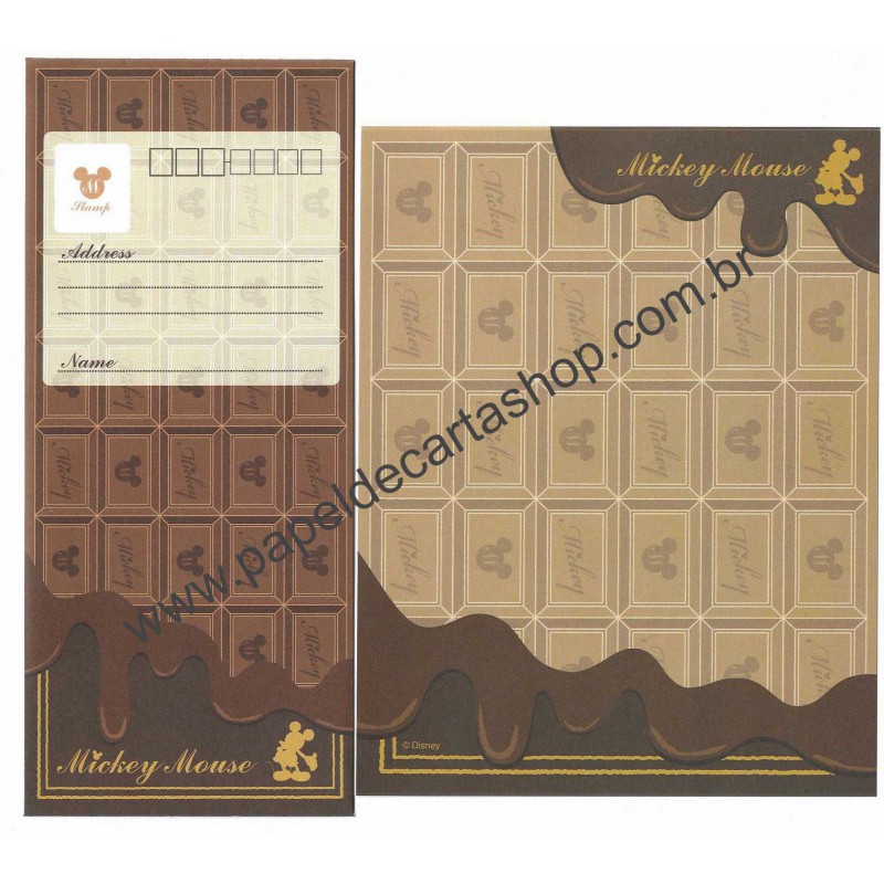 Conjunto de Papel de Carta Importado Mickey Mouse Chocolate