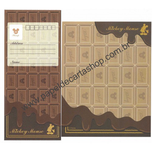 Conjunto de Papel de Carta Importado Mickey Mouse Chocolate