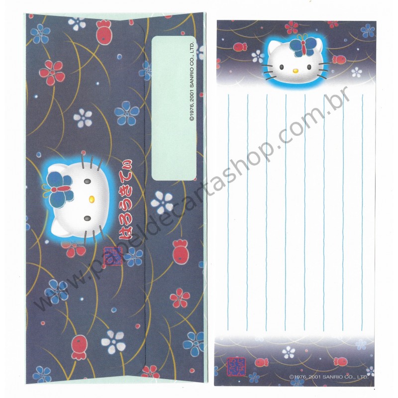 Ano 2001. Conjunto de Papel de Carta Hello Kitty Regional Japão CAZ2
