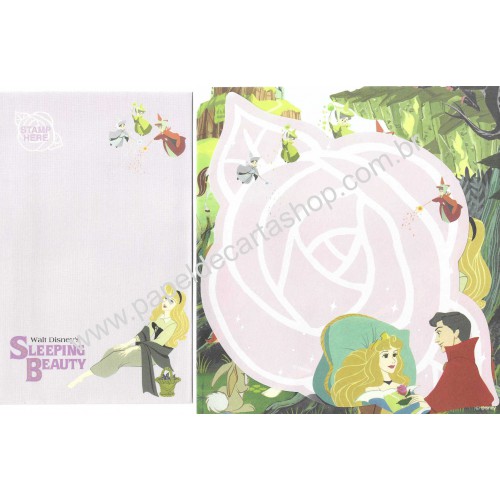 Conjunto de Papel de Carta Antigo Importado Disney Sleeping Beauty